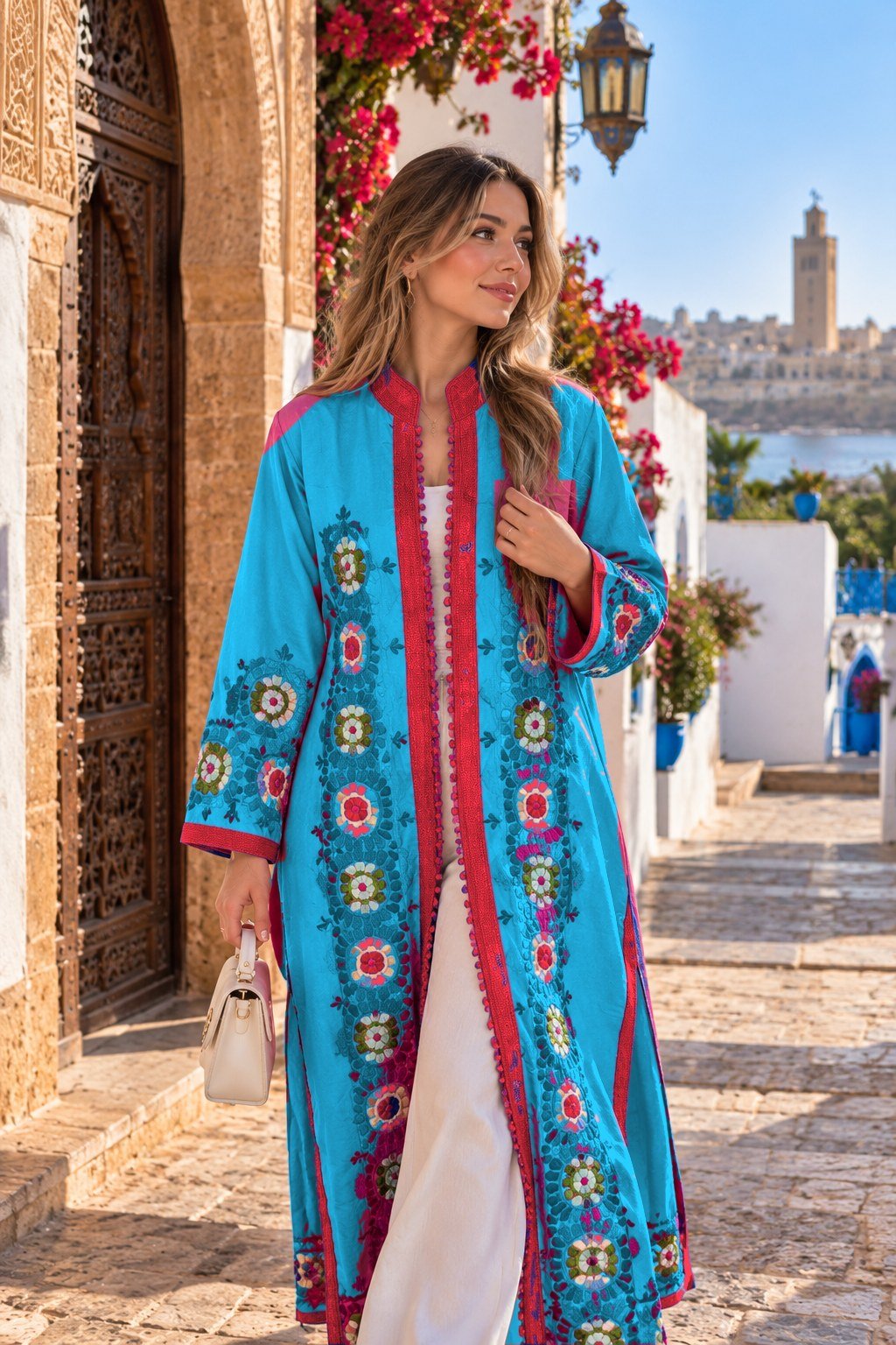 Linen Caftan · Rbati Embroidery - Image 3