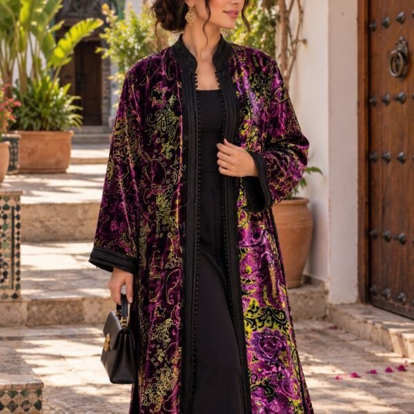 Purple Paisley Velvet Caftan