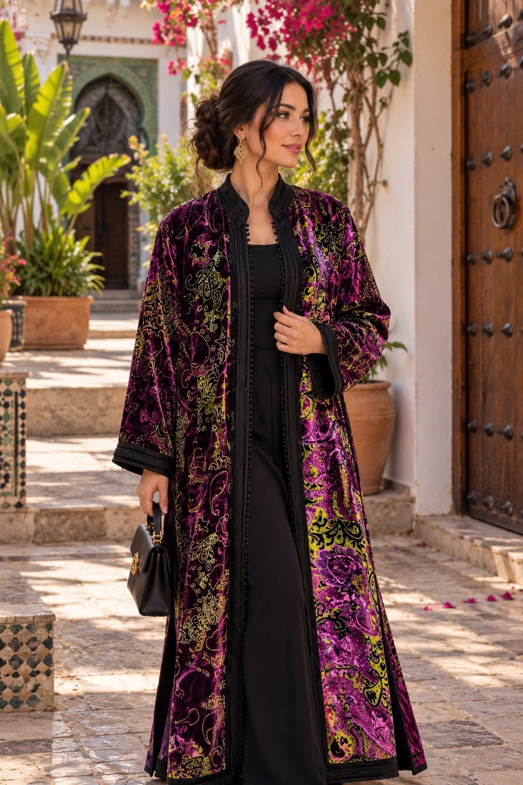 Purple Paisley Velvet Caftan