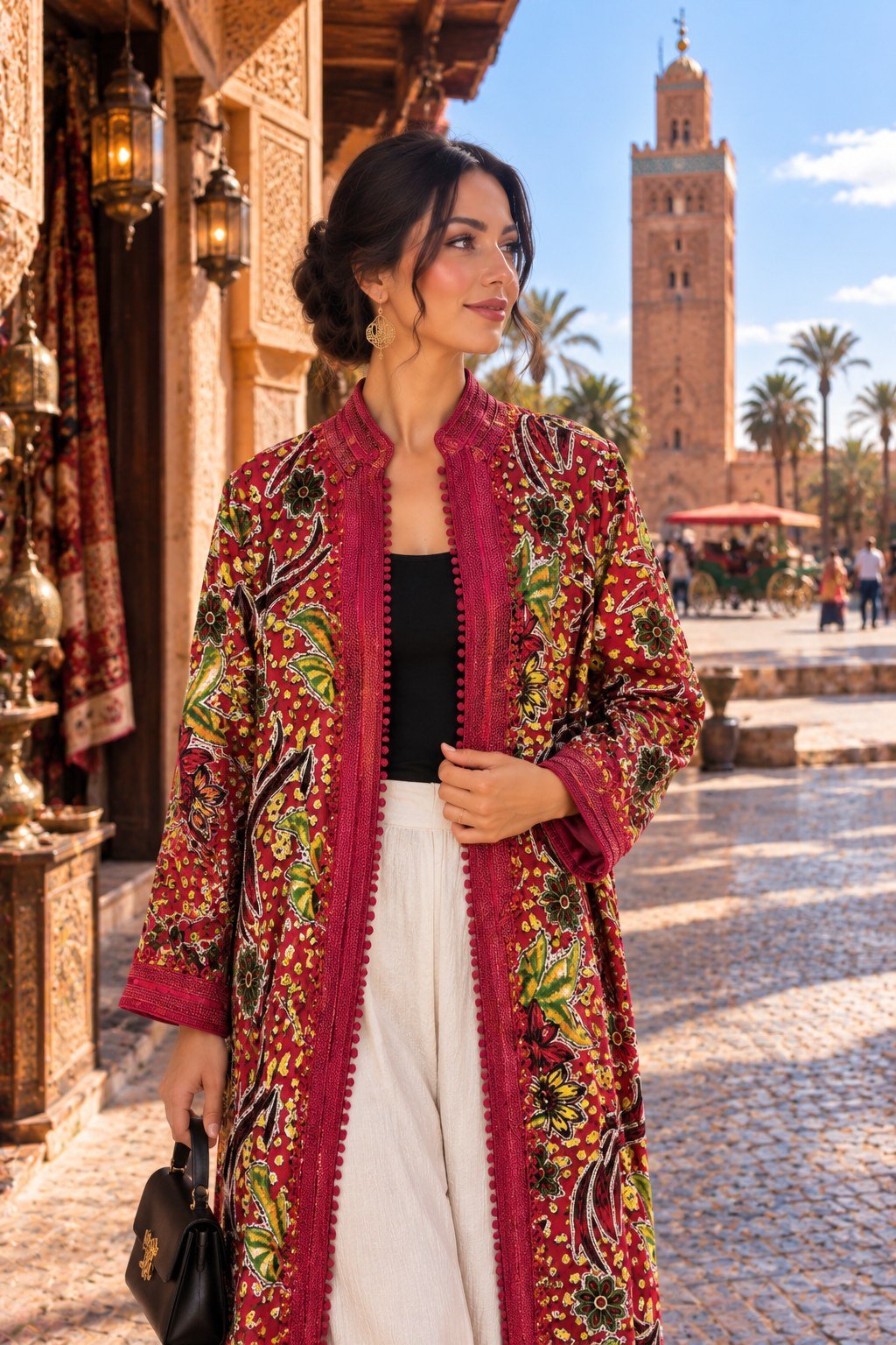 Red Floral Velvet Caftan