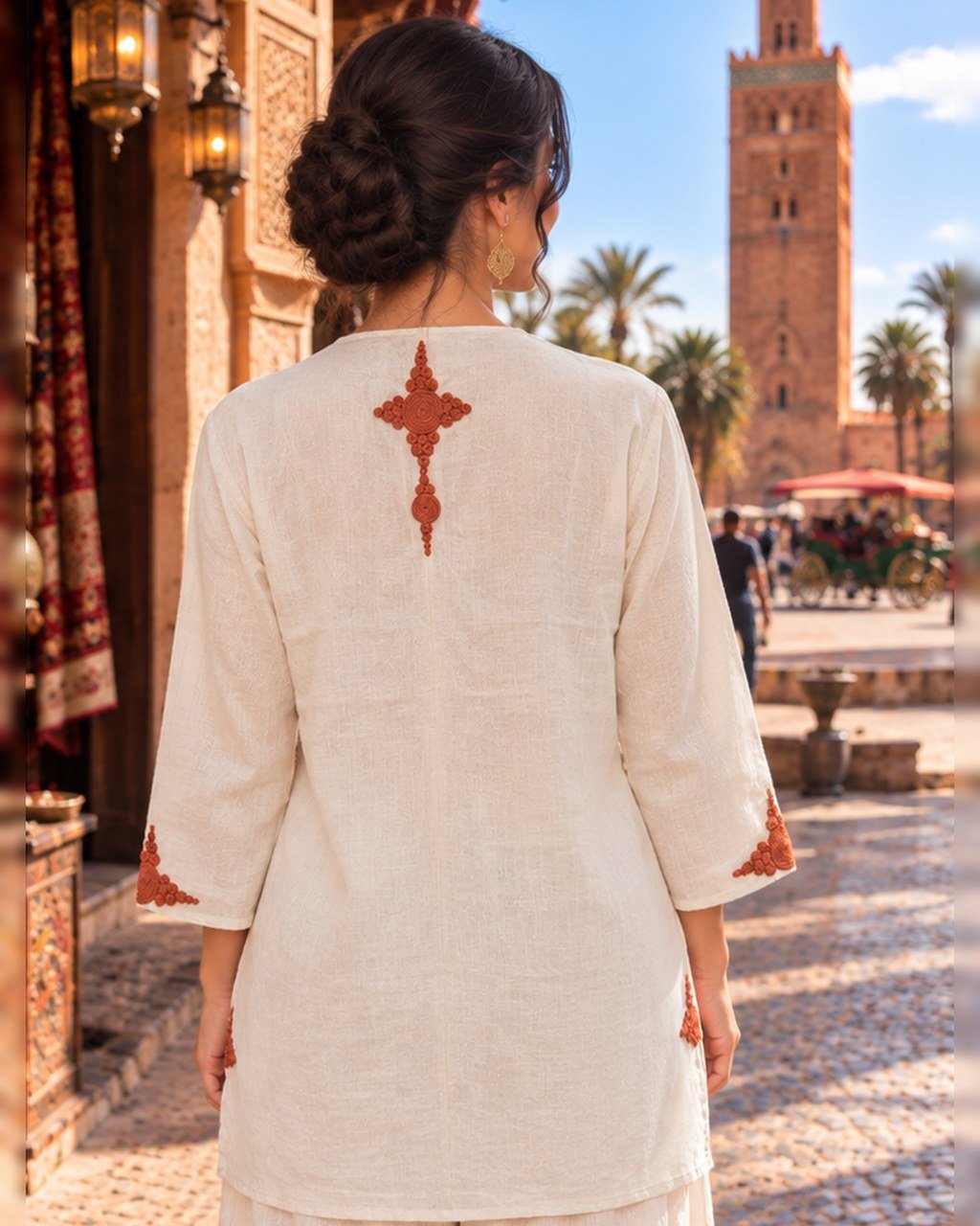 Embroidered 3/4 Linen Jacket - Image 2